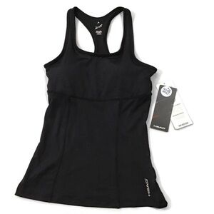 HEAD Black Athletic Workout Tank Top with Shelf Bra NEW!